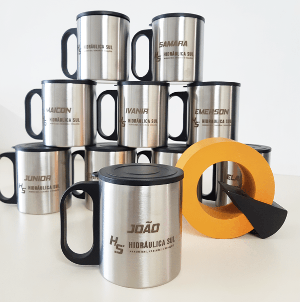 Caneca Inox Personalizada com Tampa Plástica Kit com 10 Unidades