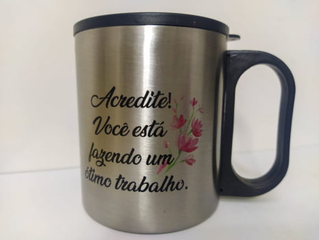 Caneca Inox Personalizada com Tampa Plástica Kit com 10 Unidades