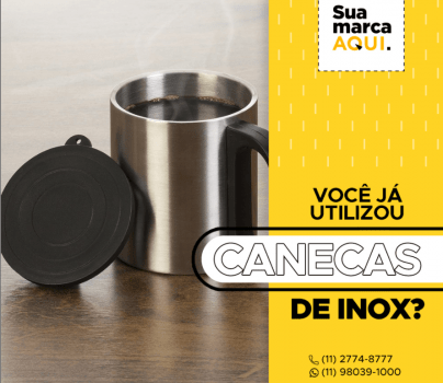 Caneca Inox Personalizada com Tampa Plástica Kit com 10 Unidades